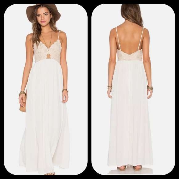 Tularosa Dresses & Skirts - TULAROSA BRYCE KEYHOLE LACE BODICE MAXI DRESS